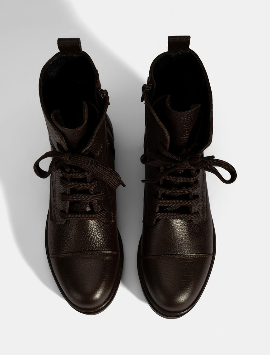 Kadın Kahve Bağcıklı Deri Postal Bot Kadın Kahve Bağcıklı Deri Postal Bot