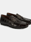Erkek Siyah Kroko Baskılı Deri Loafer Erkek Siyah Kroko Baskılı Deri Loafer