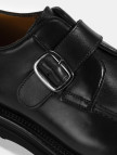 Erkek Siyah Ayarlanabilir Tokalı Deri Günlük Ayakkabı