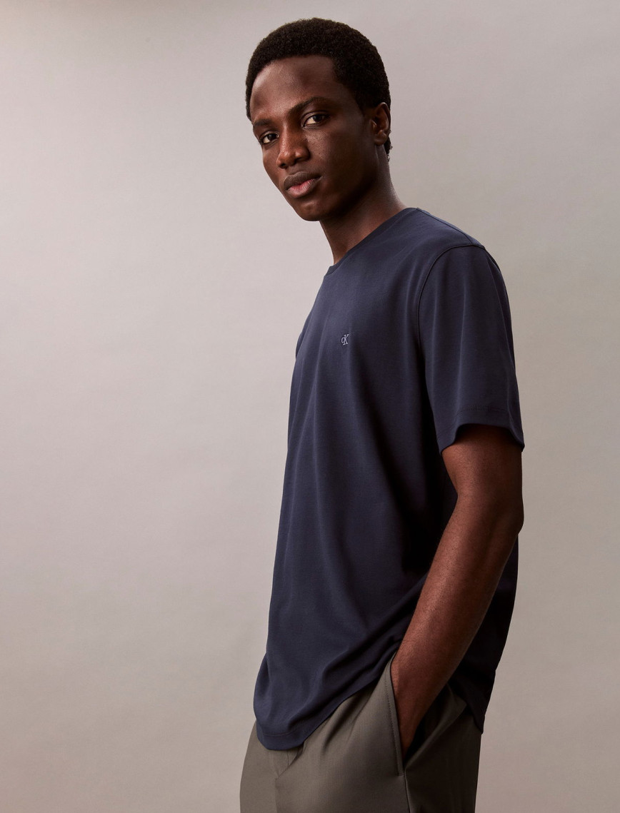 Calvin Klein Supima Chest Crewneck Erkek Mavi T-Shirt