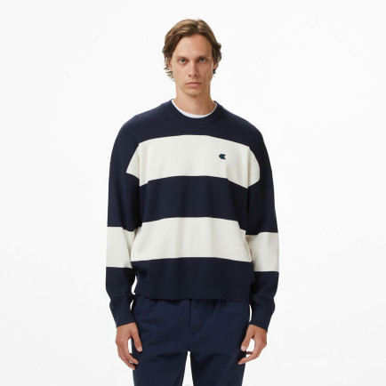 Calvin Klein Striped Snowy Relaxed Crew Erkek Mavi Triko Calvin Klein Striped Snowy Relaxed Crew Erkek Mavi Triko