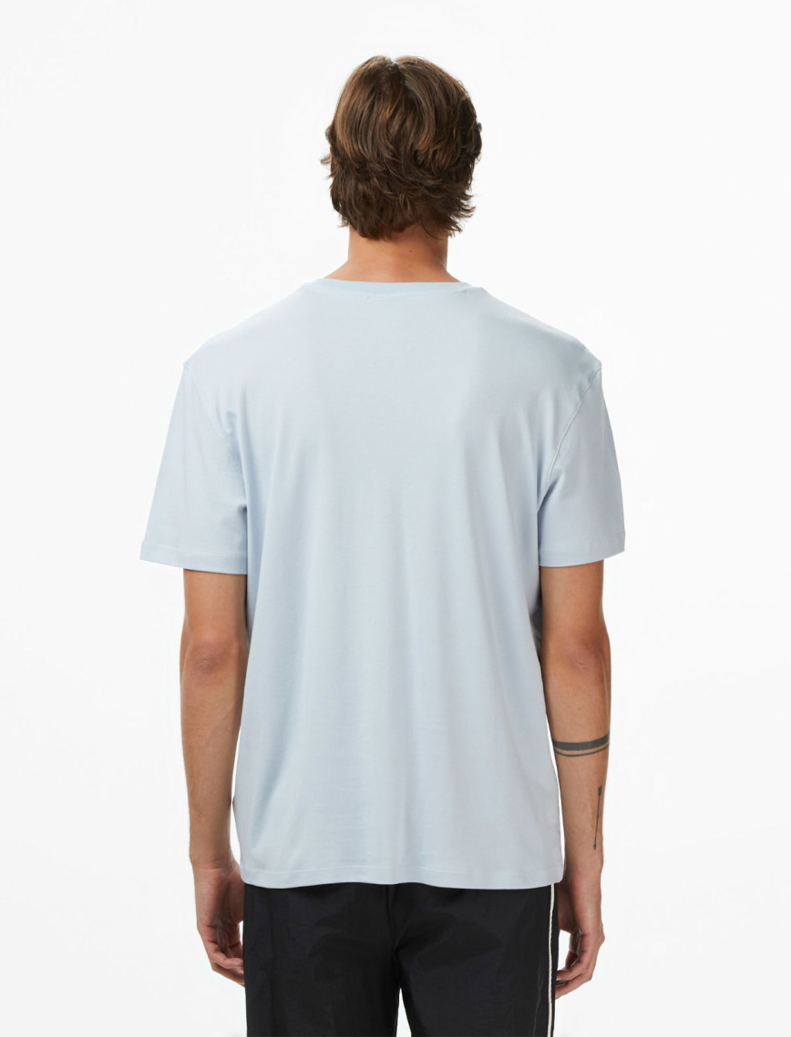 Calvin Klein Supima Chest Crewneck Erkek Mavi T-Shirt
