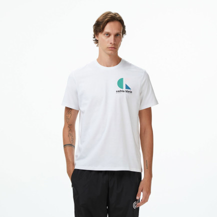 Calvin Klein Bauhaus Logo Graphic Erkek Beyaz T-Shirt