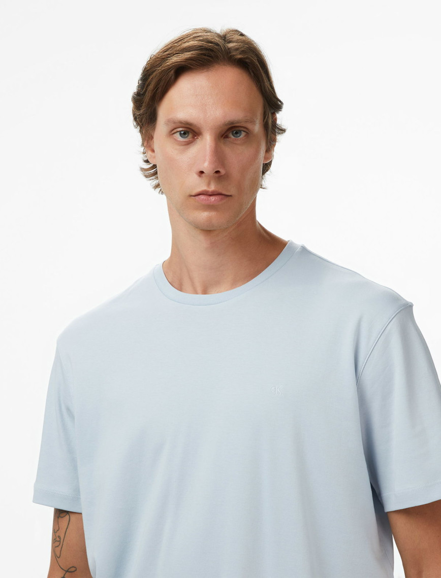 Calvin Klein Supima Chest Crewneck Erkek Mavi T-Shirt