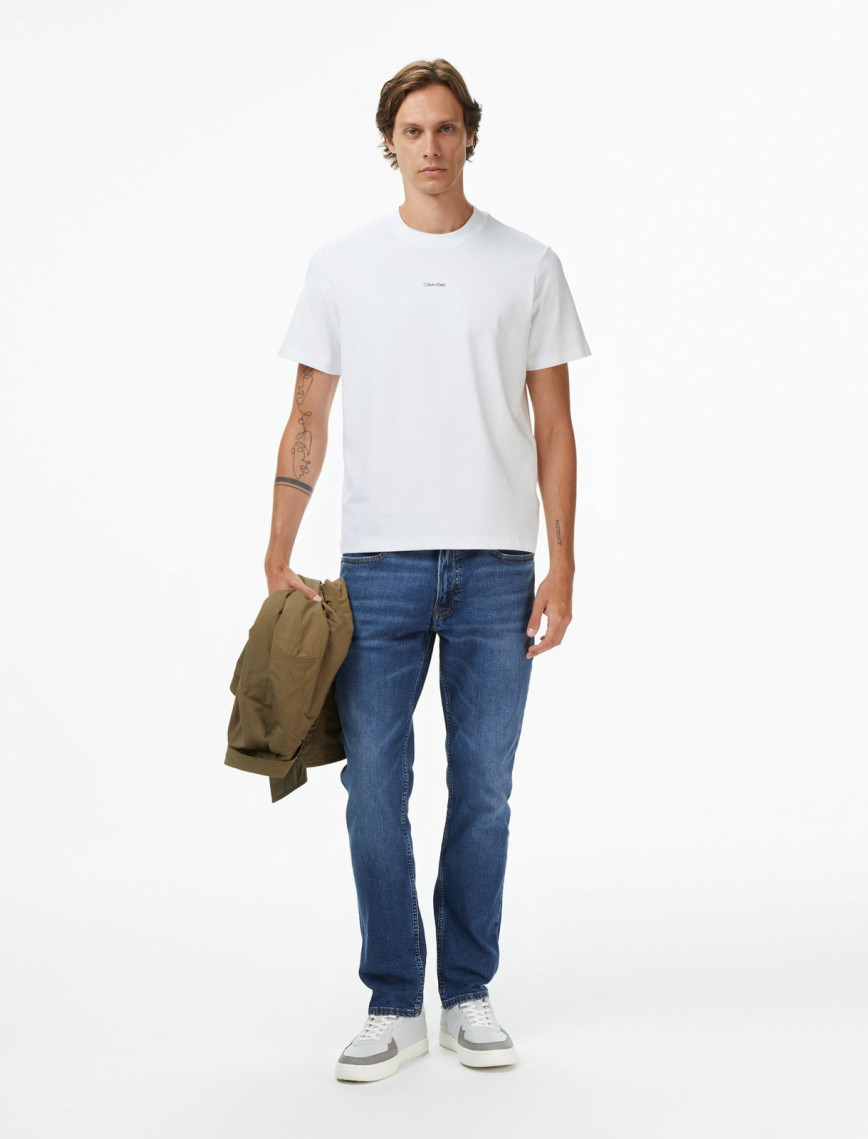 Calvin Klein Stretch Cotton Pique Nano Erkek Beyaz T-Shirt Calvin Klein Stretch Cotton Pique Nano Erkek Beyaz T-Shirt