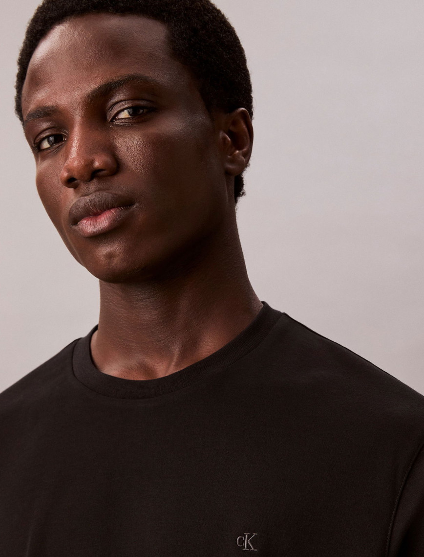 Calvin Klein Supima Chest Crewneck Erkek Siyah T-Shirt