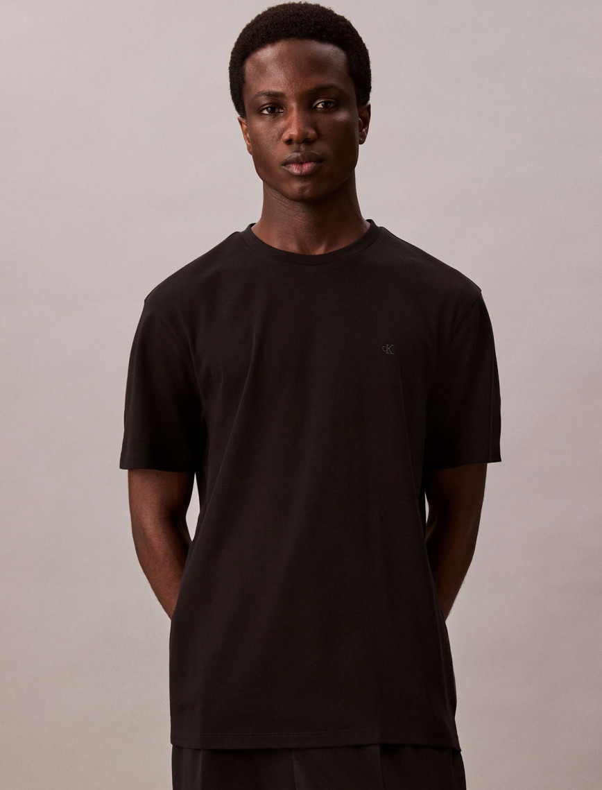 Calvin Klein Supima Chest Crewneck Erkek Siyah T-Shirt