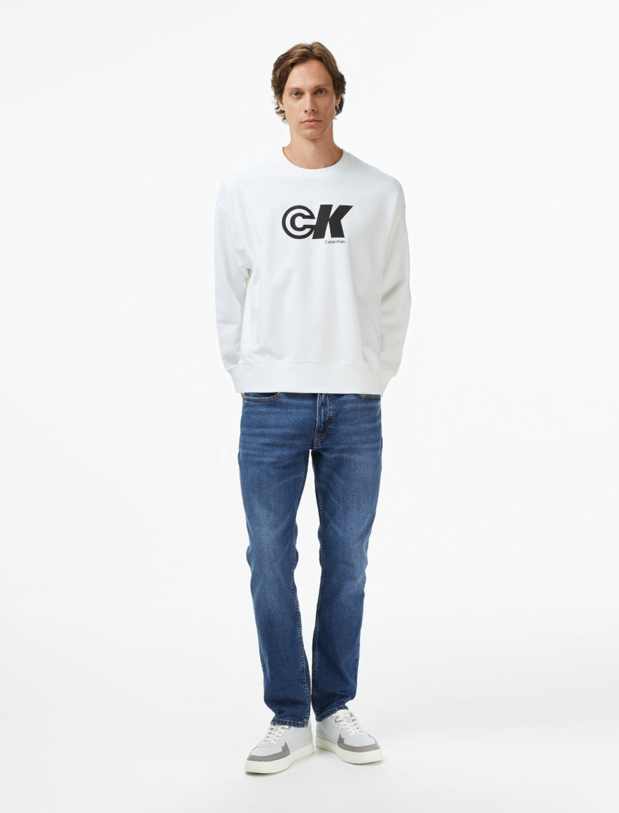 Calvin Klein Premium Terry Sport Graphic Erkek Beyaz Sweatshirt Calvin Klein Premium Terry Sport Graphic Erkek Beyaz Sweatshirt