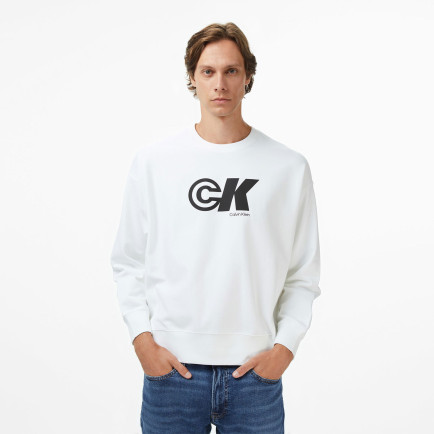 Calvin Klein Premium Terry Sport Graphic Erkek Beyaz Sweatshirt Calvin Klein Premium Terry Sport Graphic Erkek Beyaz Sweatshirt