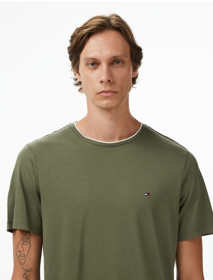 Tommy Hilfiger Cotton Modal Erkek Yeşil T-Shirt Tommy Hilfiger Cotton Modal Erkek Yeşil T-Shirt