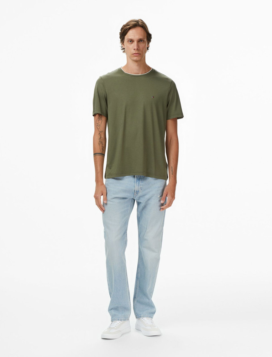 Tommy Hilfiger Cotton Modal Erkek Yeşil T-Shirt Tommy Hilfiger Cotton Modal Erkek Yeşil T-Shirt