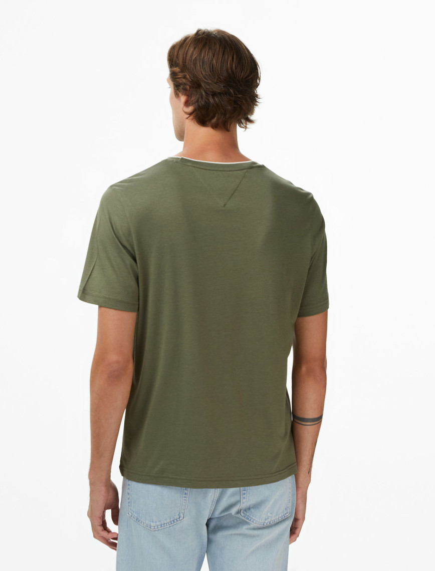 Tommy Hilfiger Cotton Modal Erkek Yeşil T-Shirt Tommy Hilfiger Cotton Modal Erkek Yeşil T-Shirt