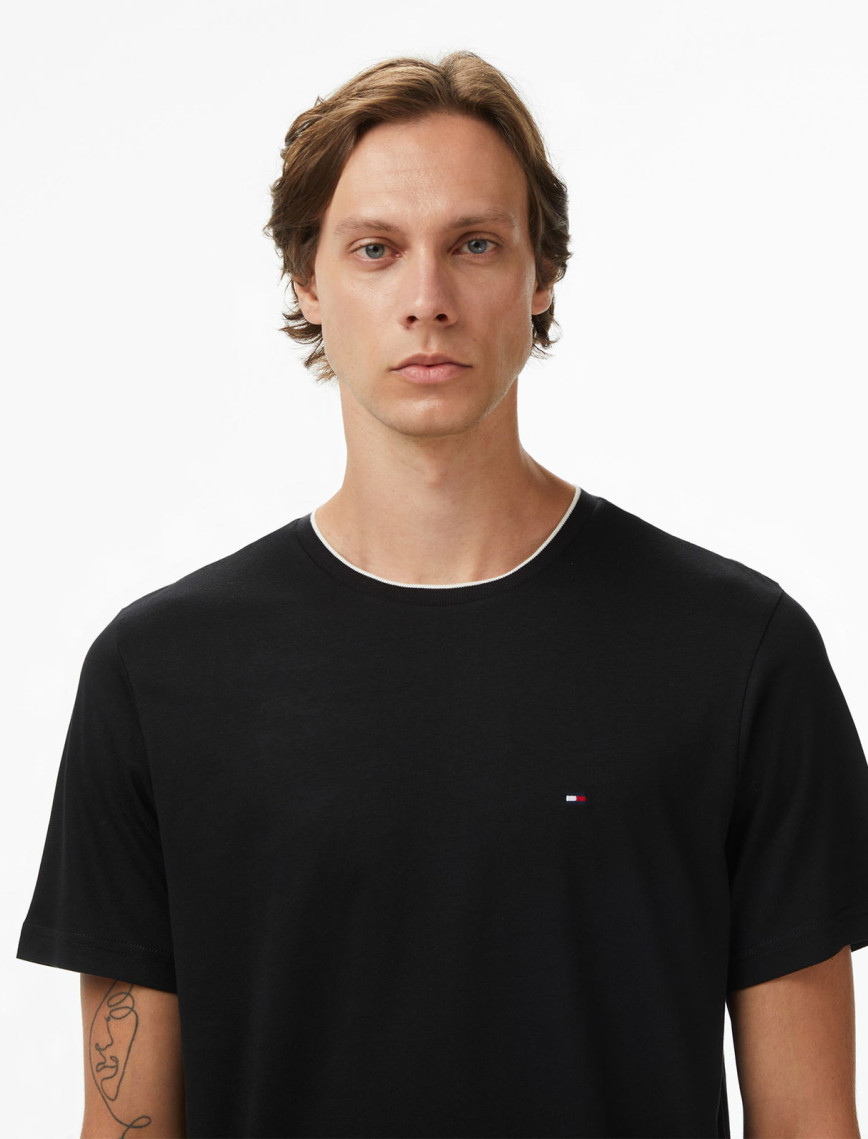 Tommy Hilfiger Cotton Modal Erkek Siyah T-Shirt Tommy Hilfiger Cotton Modal Erkek Siyah T-Shirt