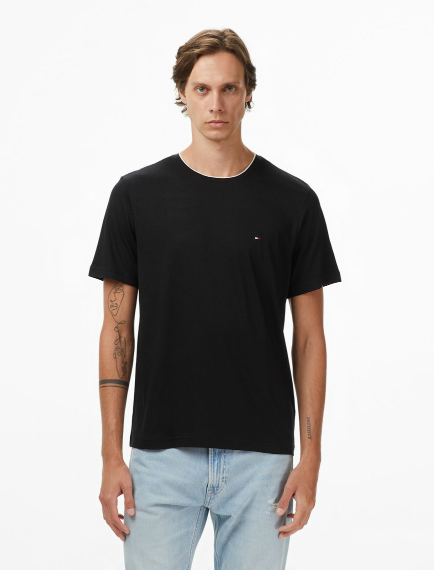 Tommy Hilfiger Cotton Modal Erkek Siyah T-Shirt Tommy Hilfiger Cotton Modal Erkek Siyah T-Shirt