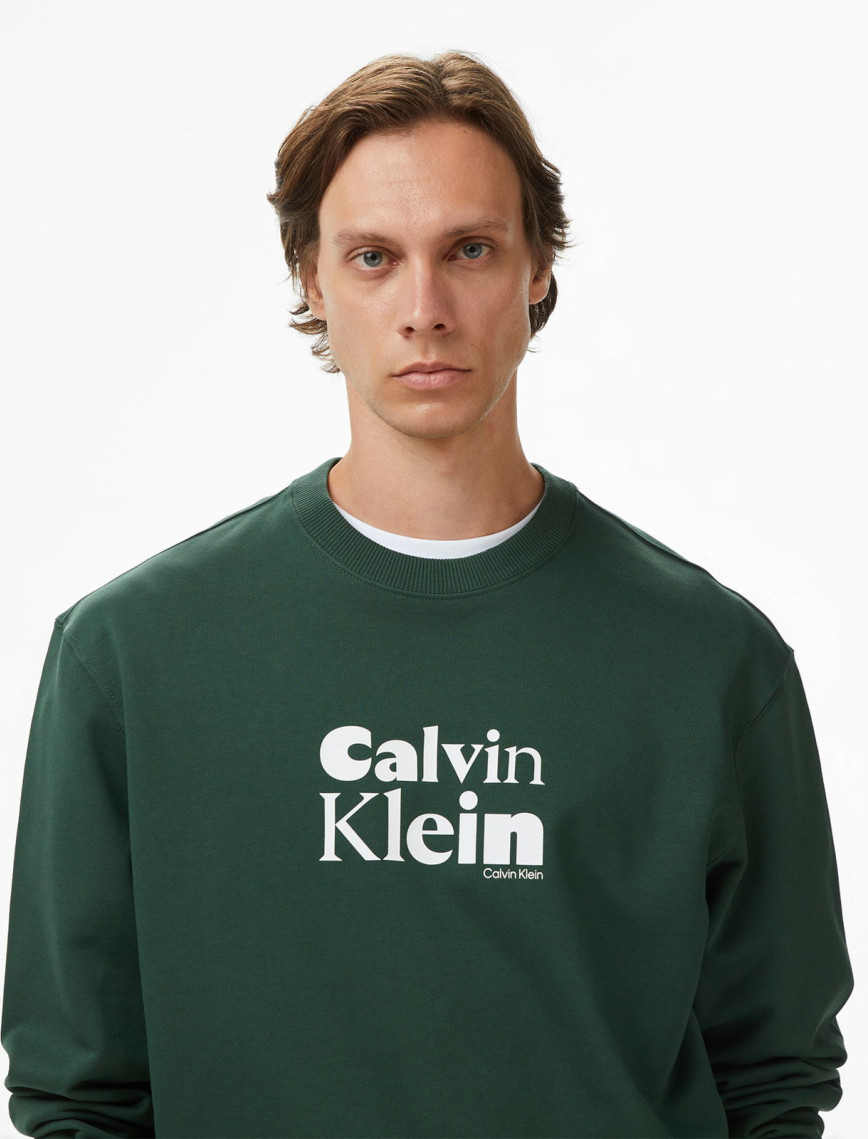 Calvin Klein Terry Calvin Bold Graphic Erkek Yeşil Sweatshirt