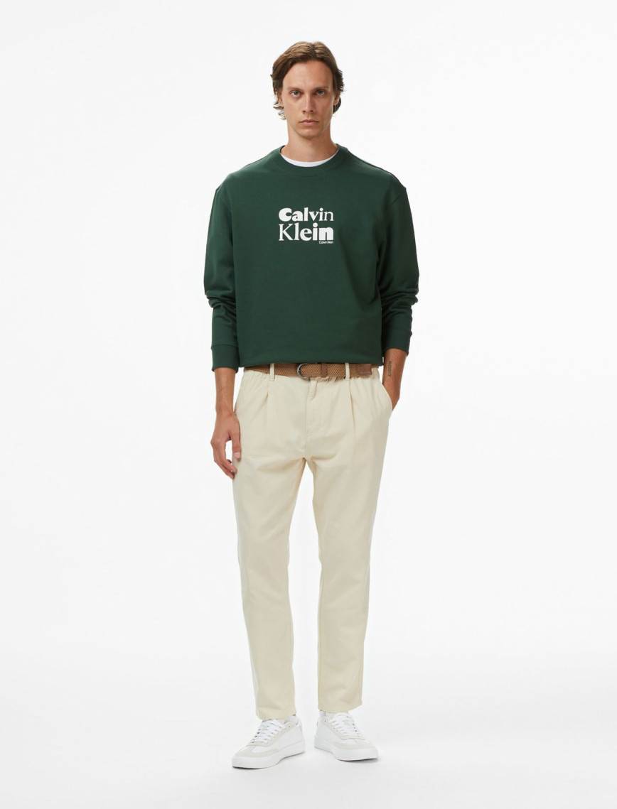 Calvin Klein Terry Calvin Bold Graphic Erkek Yeşil Sweatshirt