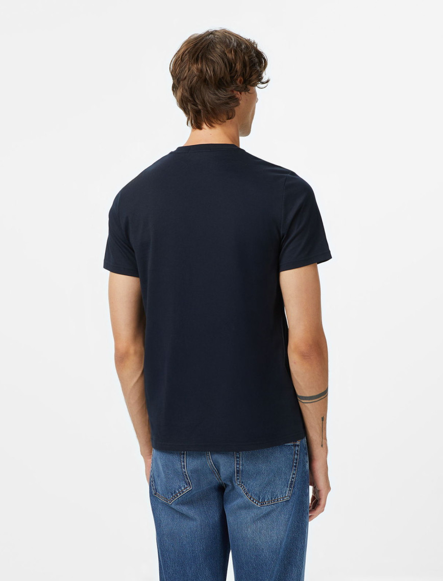 Fred Perry Flocked Laurel Wreath Gra Erkek Lacivert T-Shirt Fred Perry Flocked Laurel Wreath Gra Erkek Lacivert T-Shirt