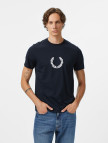 Fred Perry Flocked Laurel Wreath Gra Erkek Sarı T-Shirt Fred Perry Flocked Laurel Wreath Gra Erkek Sarı T-Shirt