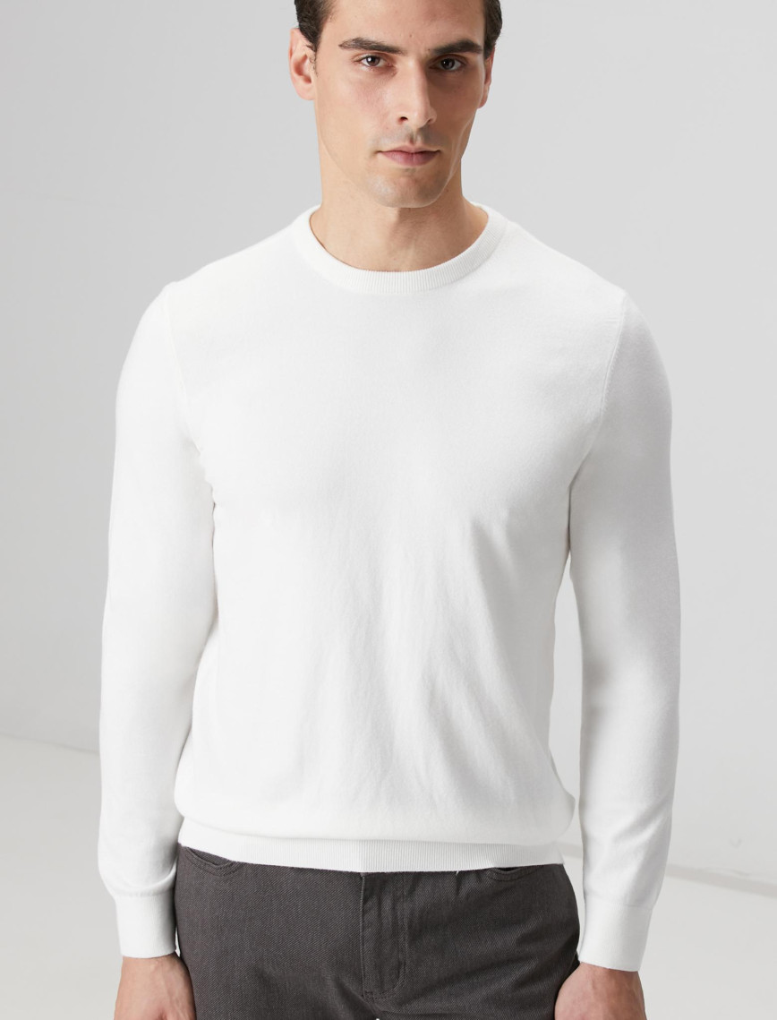 Network Erkek Ekru Basic Triko Kazak Network Erkek Ekru Basic Triko Kazak