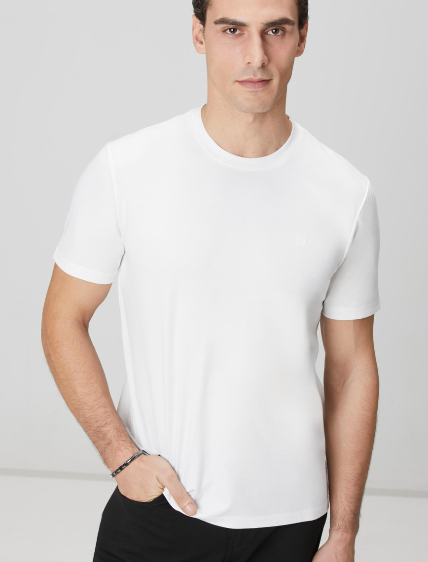 Network Erkek Kırık Beyaz Basic T-shirt Network Erkek Kırık Beyaz Basic T-shirt