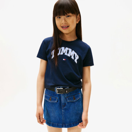 Tommy Hilfiger Varsity Sateen Çocuk Mavi T-Shirt Tommy Hilfiger Varsity Sateen Çocuk Mavi T-Shirt