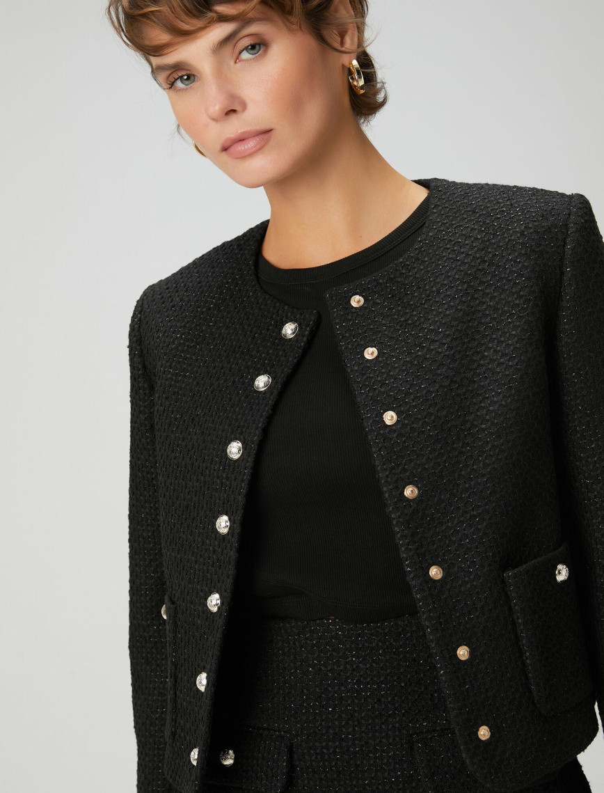 Beymen Club Kadın Siyah Tweed Ceket Beymen Club Kadın Siyah Tweed Ceket