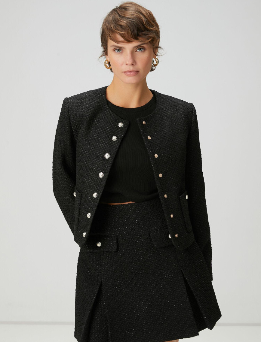 Beymen Club Kadın Siyah Tweed Ceket Beymen Club Kadın Siyah Tweed Ceket