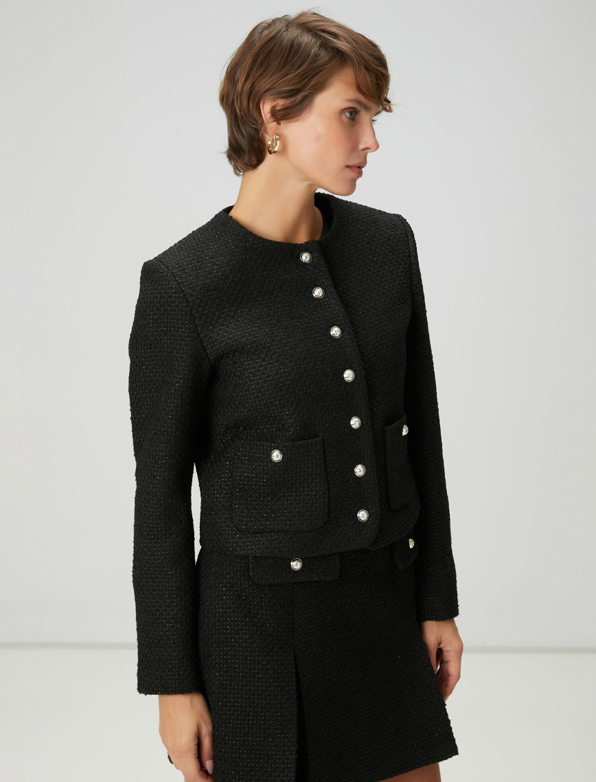 Beymen Club Kadın Siyah Tweed Ceket Beymen Club Kadın Siyah Tweed Ceket