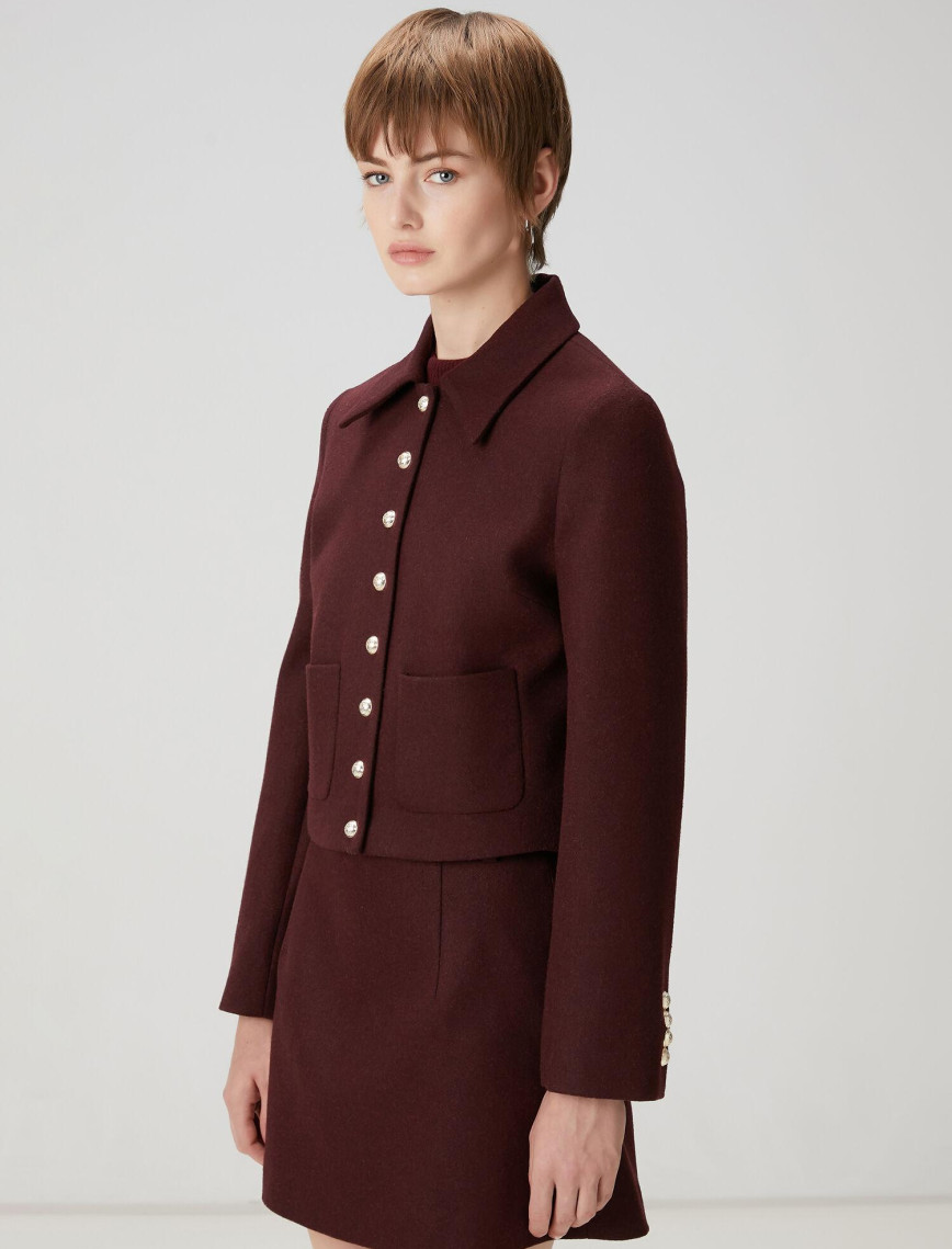 Beymen Club Kadın Bordo Yün Ceket Beymen Club Kadın Bordo Yün Ceket