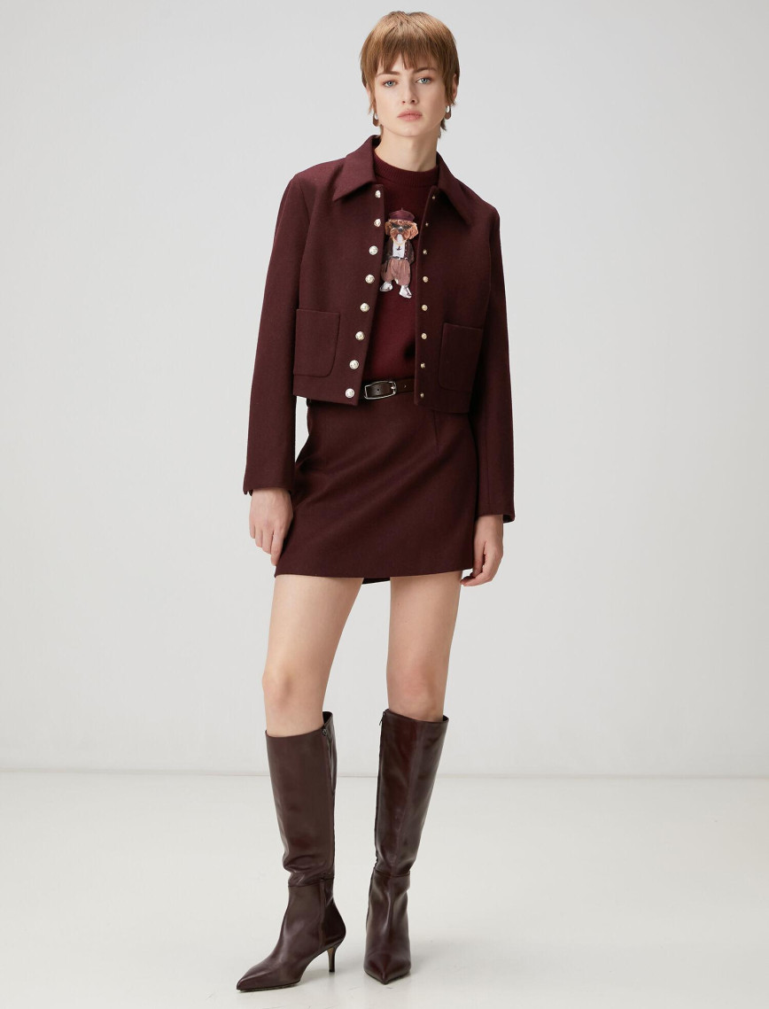 Beymen Club Kadın Bordo Yün Ceket Beymen Club Kadın Bordo Yün Ceket