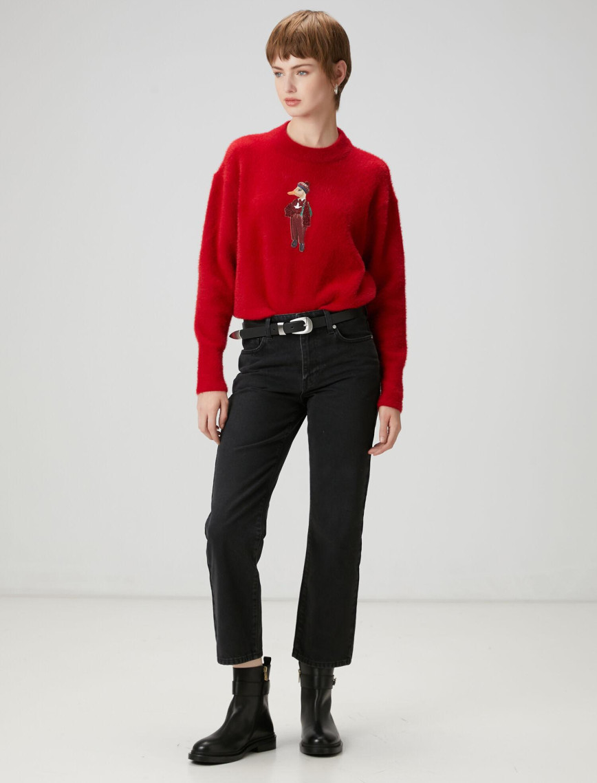 Beymen Club Kadın Kırmızı Ördek Nakışlı Kazak Beymen Club Kadın Kırmızı Ördek Nakışlı Kazak