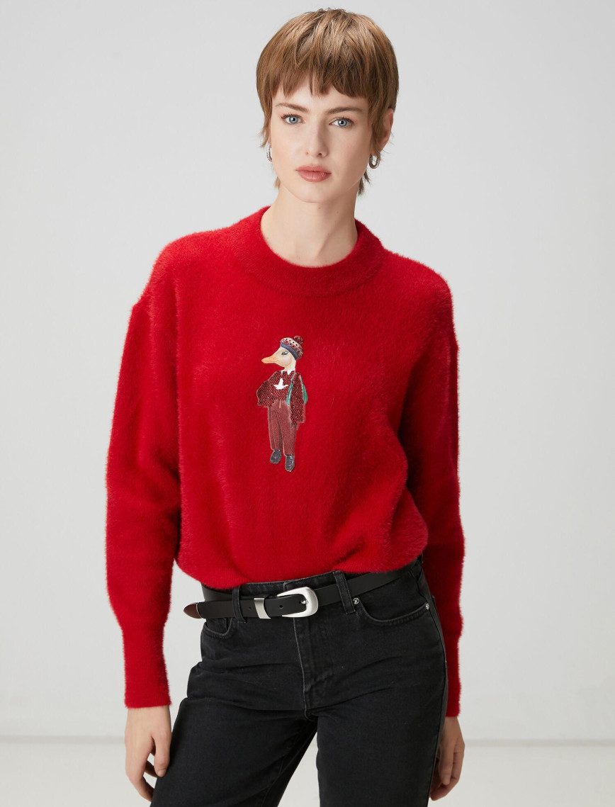 Beymen Club Kadın Kahverengi Taşlı Logo Detaylı Kazak Beymen Club Kadın Kahverengi Taşlı Logo Detaylı Kazak