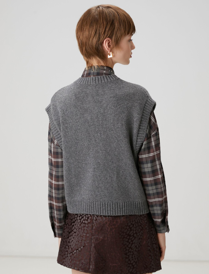 Beymen Club Kadın Gri Melanj Triko Yelek Beymen Club Kadın Gri Melanj Triko Yelek