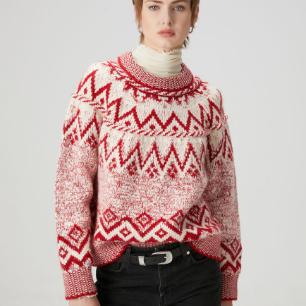 Beymen Club Kadın Kırmızı Ekru Jakarlı Kazak Beymen Club Kadın Kırmızı Ekru Jakarlı Kazak