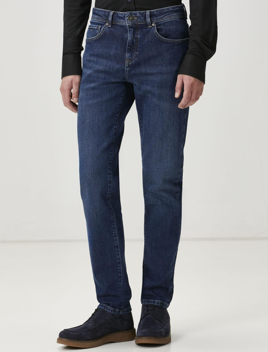 Beymen Club Erkek Mavi Yıkamalı Slim Fit Jean Pantolon