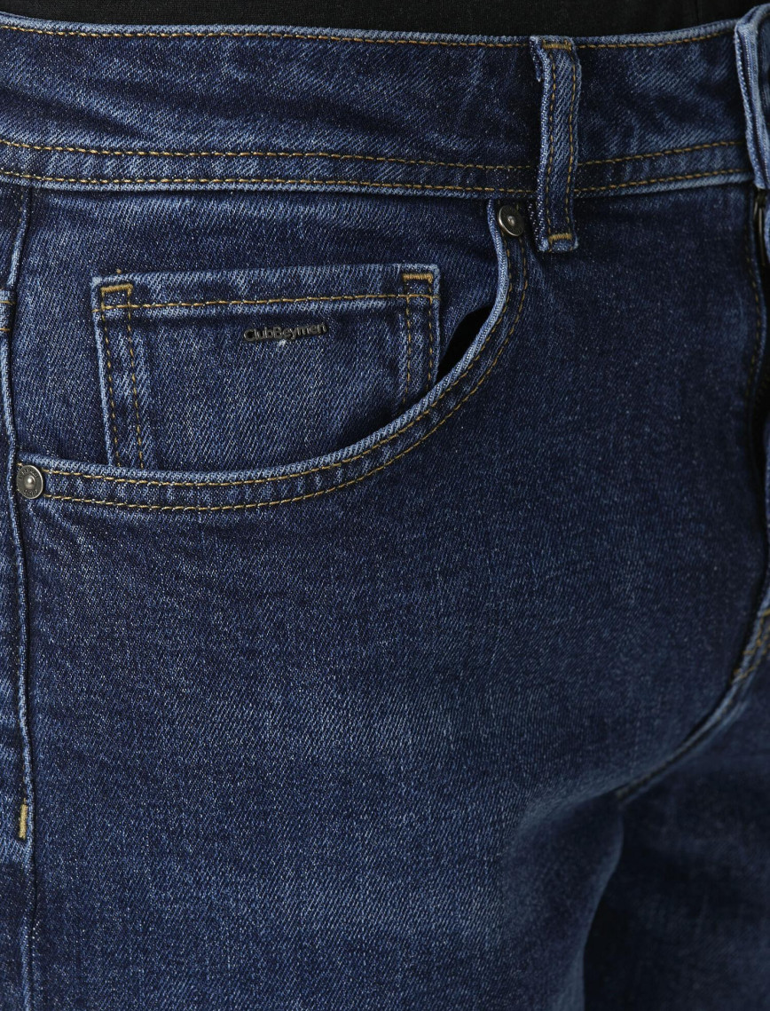 Beymen Club Erkek Mavi Yıkamalı Slim Fit Jean Pantolon