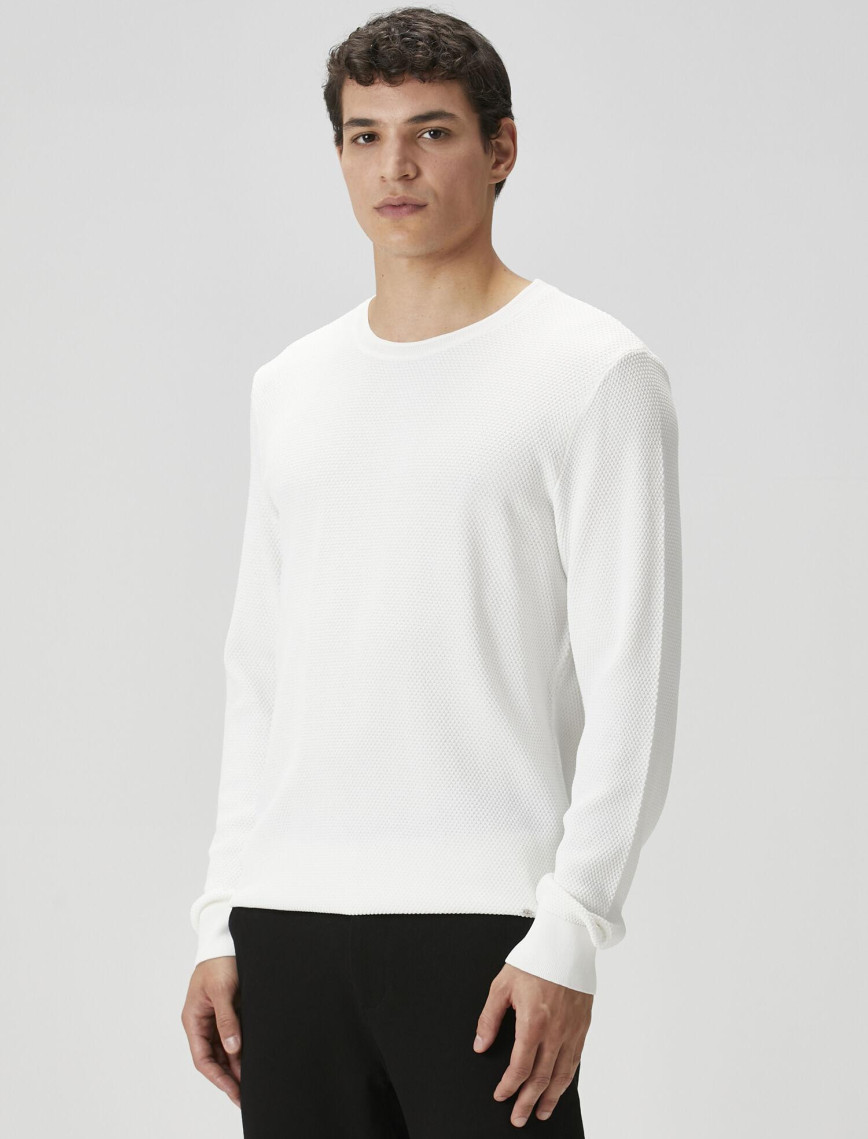 Beymen Club Erkek Kırık Beyaz Petek Örgü Dokulu Kazak Beymen Club Erkek Kırık Beyaz Petek Örgü Dokulu Kazak