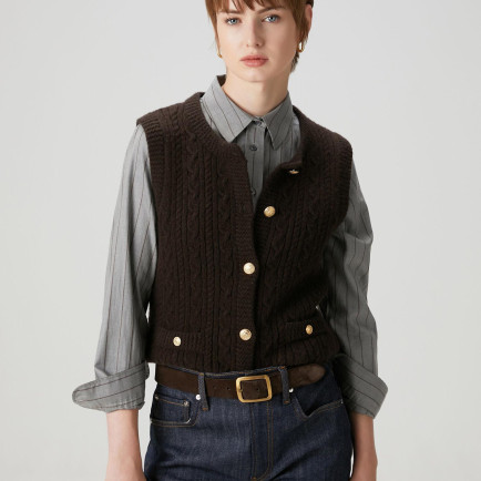 Beymen Club Kadın Kahverengi Saç Örgülü Triko Yelek Beymen Club Kadın Kahverengi Saç Örgülü Triko Yelek