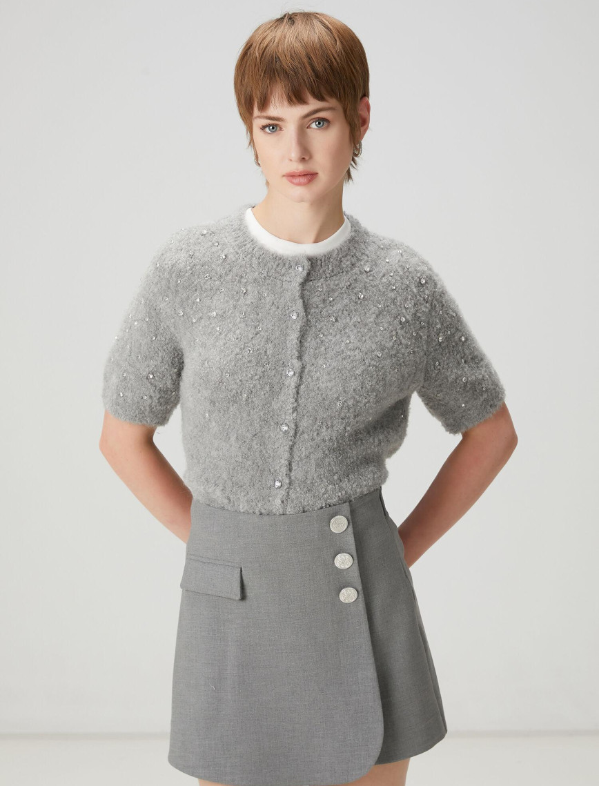 Beymen Club Kadın Gri Taş İşlemeli Hırka Beymen Club Kadın Gri Taş İşlemeli Hırka