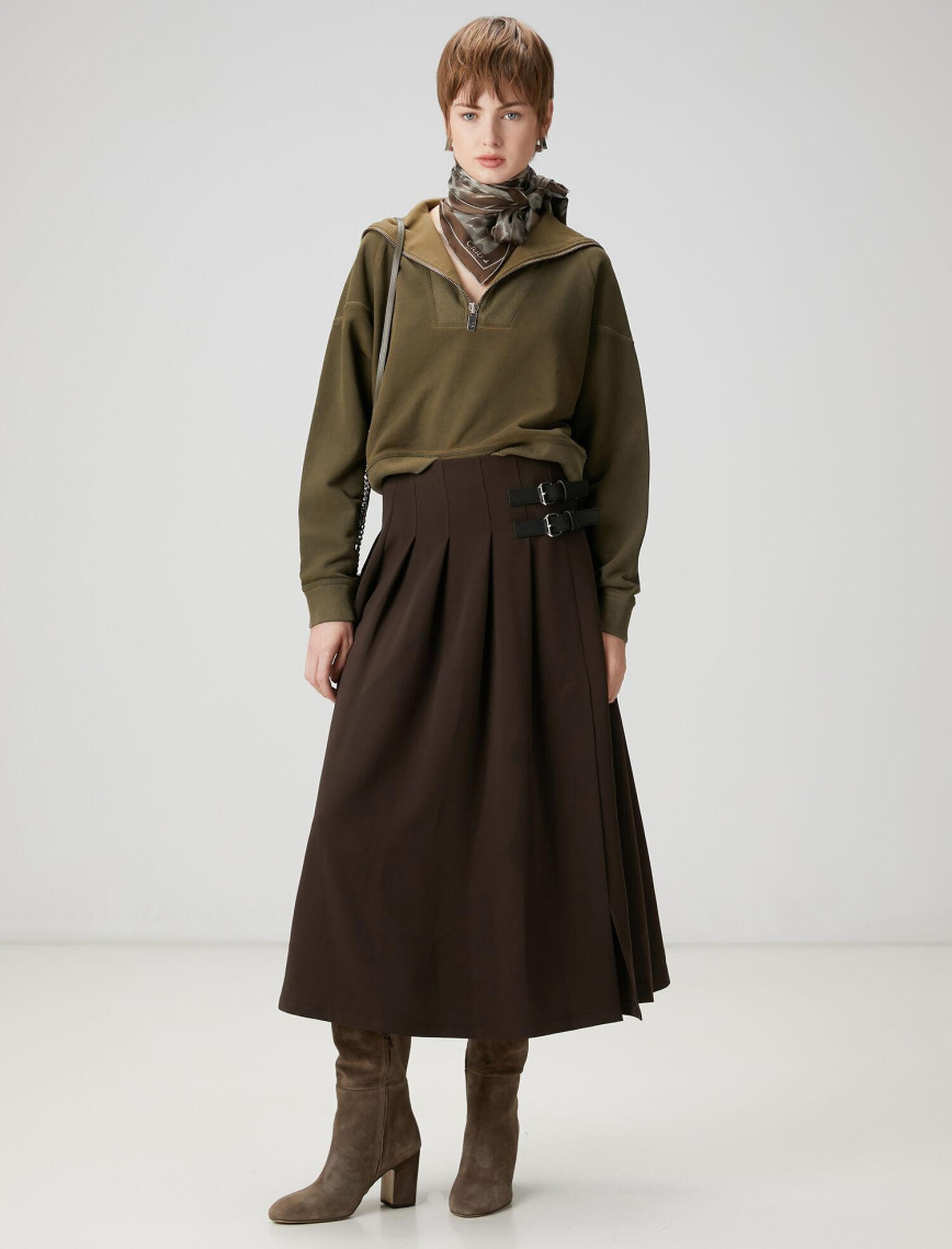 Beymen Club Kadın Kahverengi Pileli Midi Etek Beymen Club Kadın Kahverengi Pileli Midi Etek