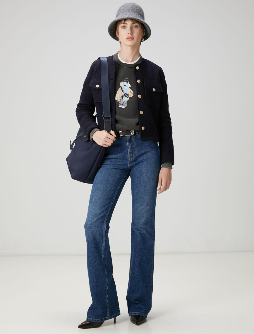 Beymen Club Kadın Antrasit Figür Nakışlı Sweatshirt