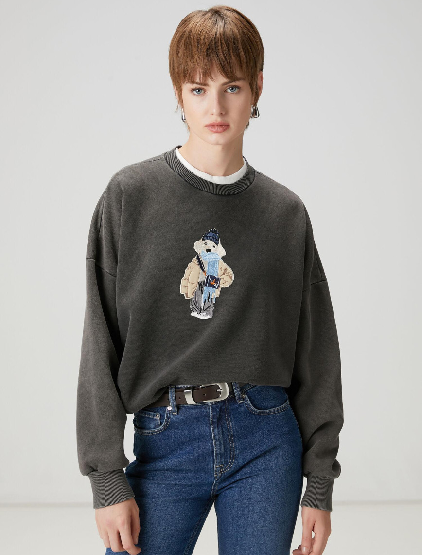 Beymen Club Kadın Kahverengi Köpek Nakışlı Sweatshirt Beymen Club Kadın Kahverengi Köpek Nakışlı Sweatshirt