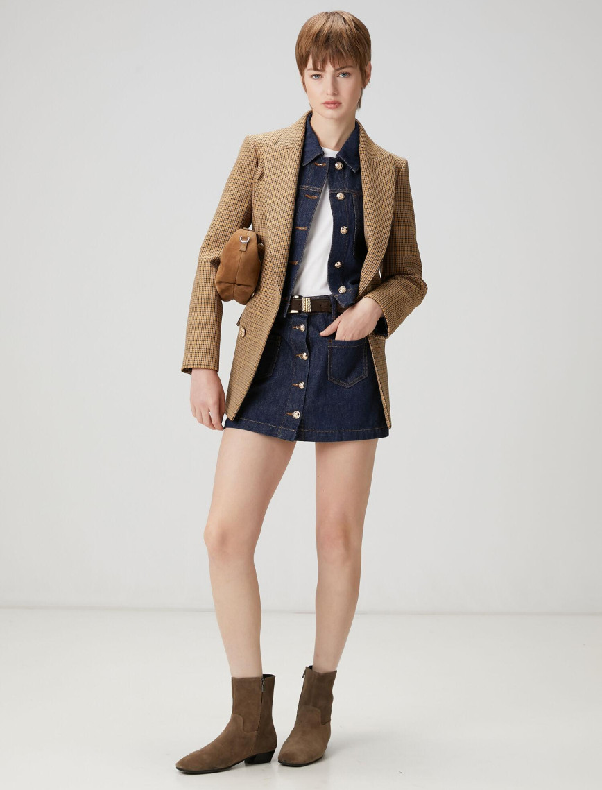 Beymen Club Kadın Lacivert Crop Denim Ceket