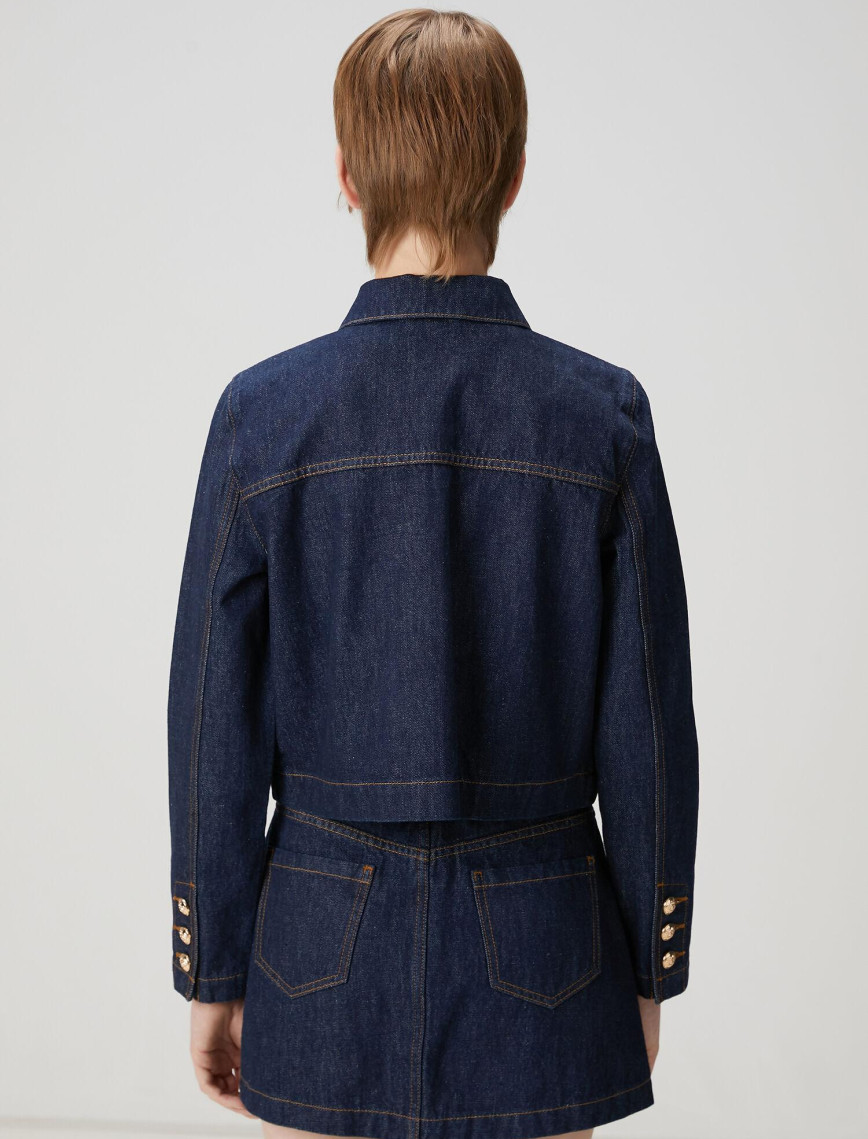 Beymen Club Kadın Lacivert Crop Denim Ceket