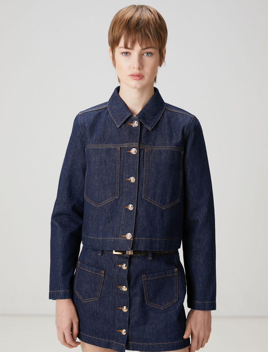 Beymen Club Kadın Lacivert Crop Denim Ceket