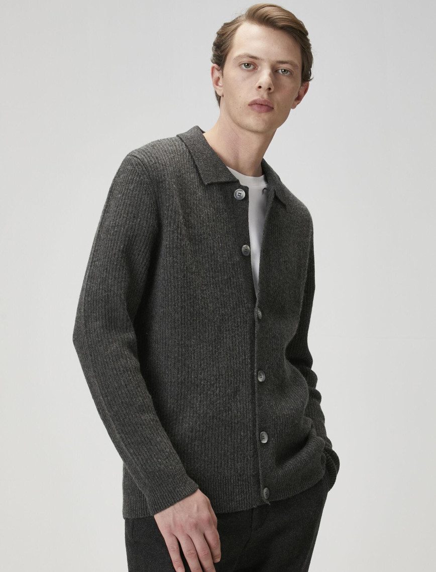 Beymen Club Erkek Gri Melanj Kaşmir Karışımlı Triko Hırka Beymen Club Erkek Gri Melanj Kaşmir Karışımlı Triko Hırka