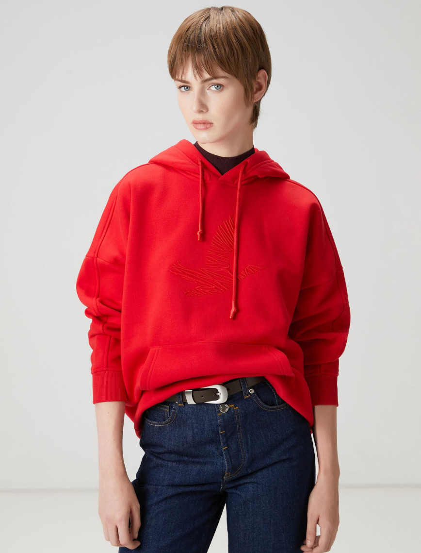 Beymen Club Kadın Kırmızı Kapüşonlu Logolu Sweatshirt Beymen Club Kadın Kırmızı Kapüşonlu Logolu Sweatshirt