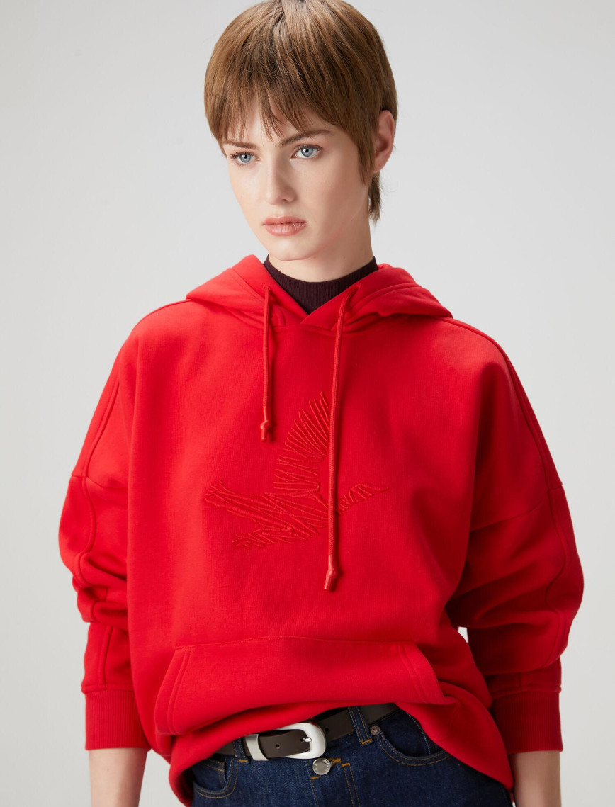 Beymen Club Kadın Kırmızı Kapüşonlu Logolu Sweatshirt Beymen Club Kadın Kırmızı Kapüşonlu Logolu Sweatshirt