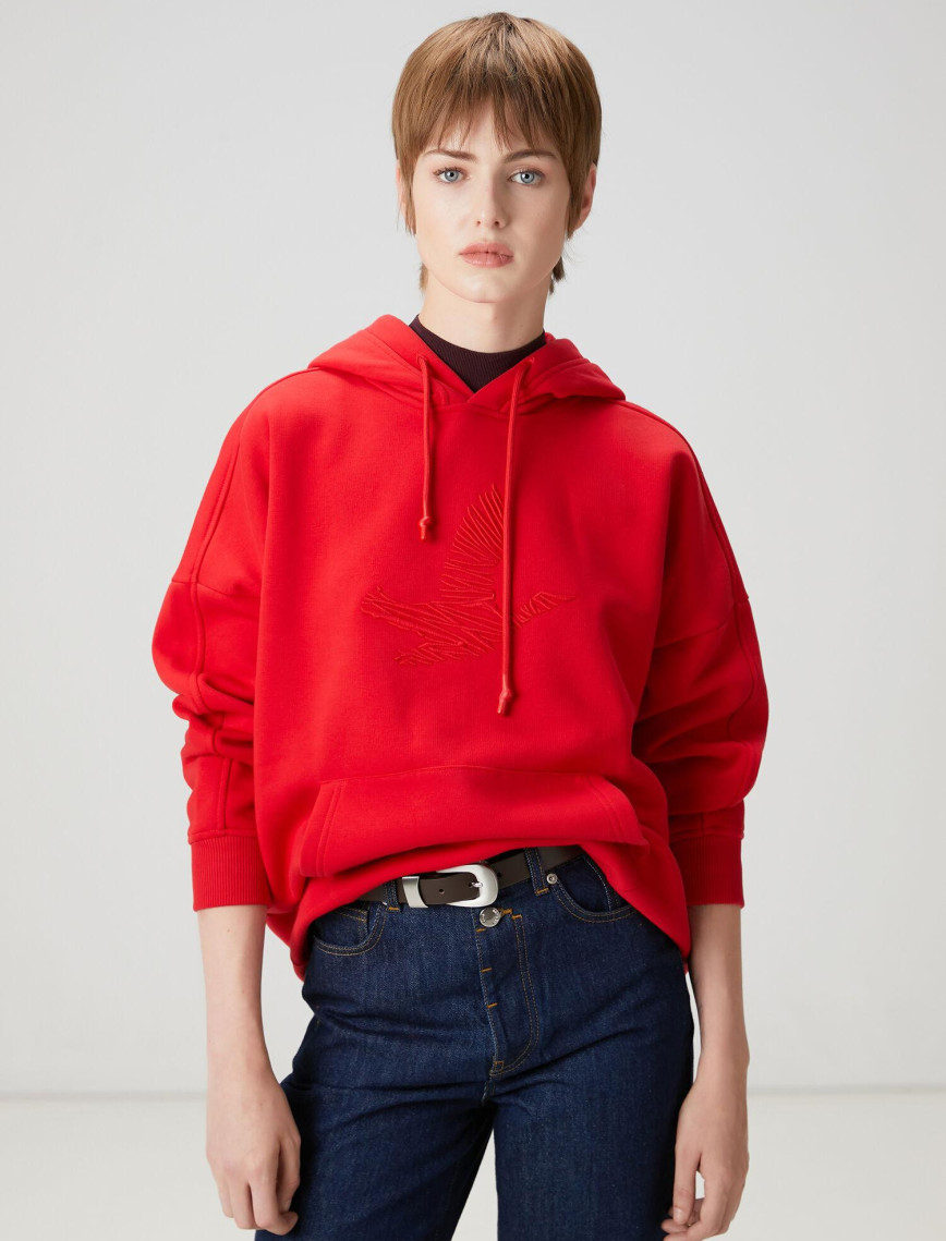 Beymen Club Kadın Kırmızı Kapüşonlu Logolu Sweatshirt Beymen Club Kadın Kırmızı Kapüşonlu Logolu Sweatshirt
