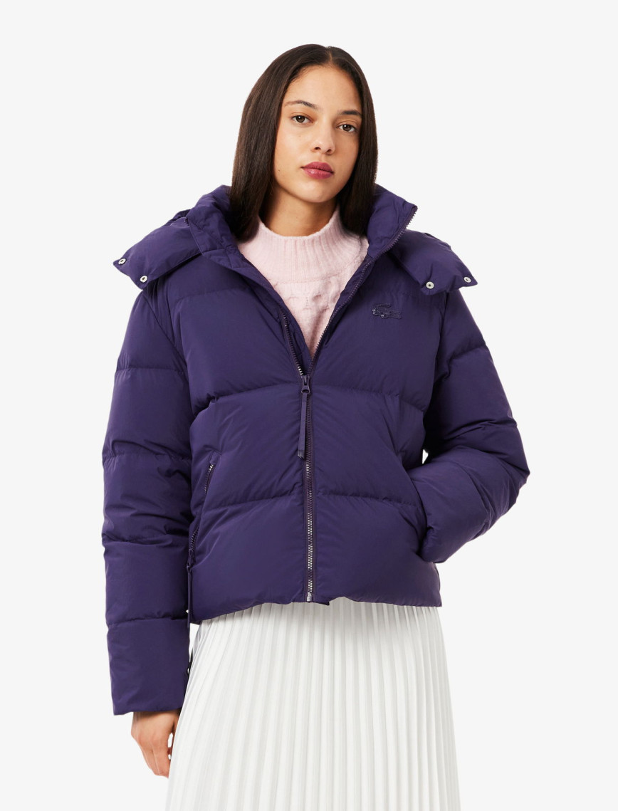 Lacoste Kadın Relaxed Fit Kapüşonlu Mor Şişme Mont Lacoste Kadın Relaxed Fit Kapüşonlu Mor Şişme Mont